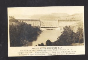 RPPC GRAFTON WEST VIRGINIA TYGART RIVER RESERVOIR DAM REAL PHOTO POSTCARD