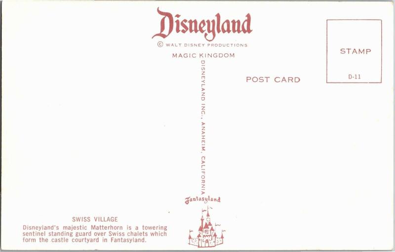 Disneyland Swiss Village Matterhorn Fantasyland D-11 Vintage Postcard M20