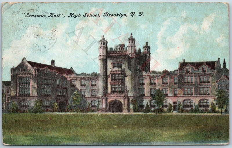 c1900s Brooklyn NY Erasmus Hall High School Building Castle Architecture PC A201