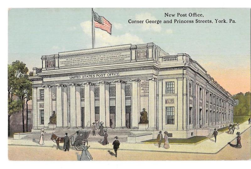 York PA New Post Office Artists Rendering Vtg Postcard