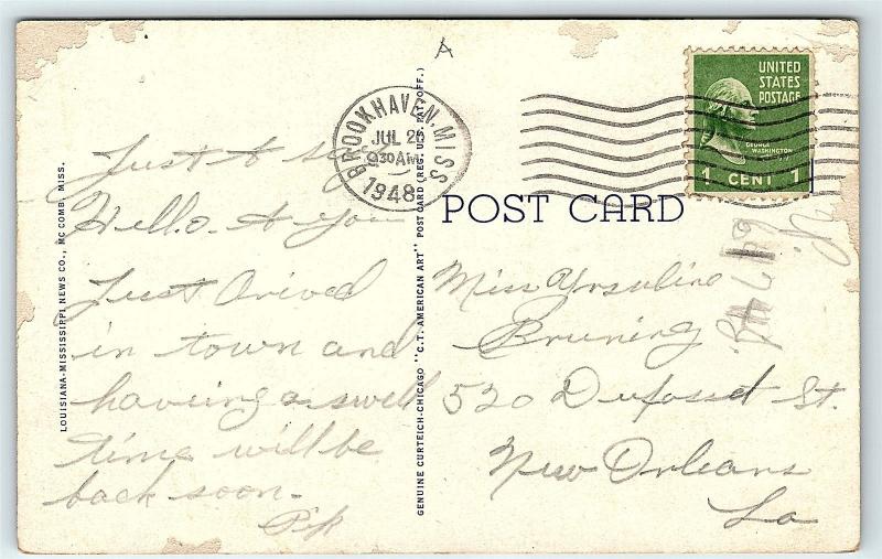 Postcard MS Brookhaven First Baptist Church B29