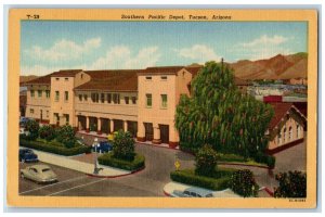 Tucson Arizona Postcard Southern Pacific Depot Exterior Building c1940 Vintage