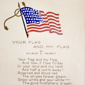 Your Flag And My Flag Poem Postcard 1916 Volland Embossed Patriotism PCBG7B