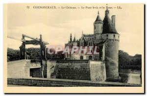 Old Postcard Chateau Chenonceau the drawbridge and the Tower