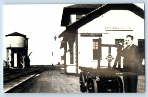 1960's Plankiton South Dakota SD Vintage Train Depot Station RPPC Photo Postcard