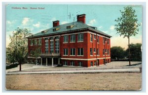 1910 Fitchburg MA Postcard Hosmer School Building