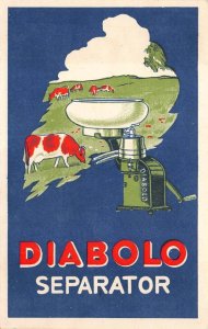 DIABOLO CREAM SEPARATOR COWS BELGIUM / FRANCE ADVERTISING POSTCARD (c.1920)