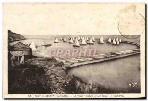 Old Postcard Pont L & # 39Eveque The Vauban Tower and piers Before port Boats