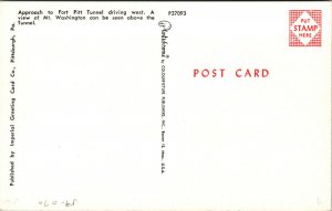 Vtg Approach to Fort Pitt Tunnel Pittsburgh Pennsylvania PA Unused Postcard