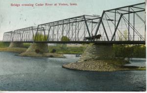 Vinton IA Iowa ~ Bridge Crossing at Cedar River ~ c1909 Postcard