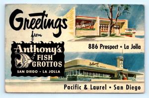 Postcard CA La Jolla San Diego Anthony's Fish Grottos Seafood Restaurants R61