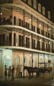New Orleans Louisiana, Lace Balconies at Night Vieux Carre Bourbon St., Postcard