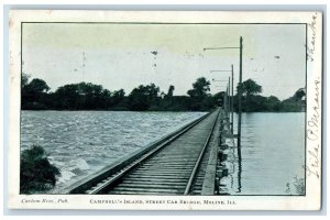 1906 Campbell's Island Street Car Bridge View Moline Illinois IL Posted Postcard