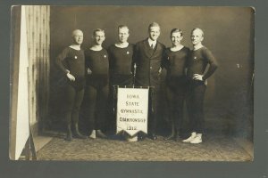 Decorah IOWA RP 1912 LUTHER COLLEGE Studio MEN'S GYMNASTICS TEAM State CHAMPIONS