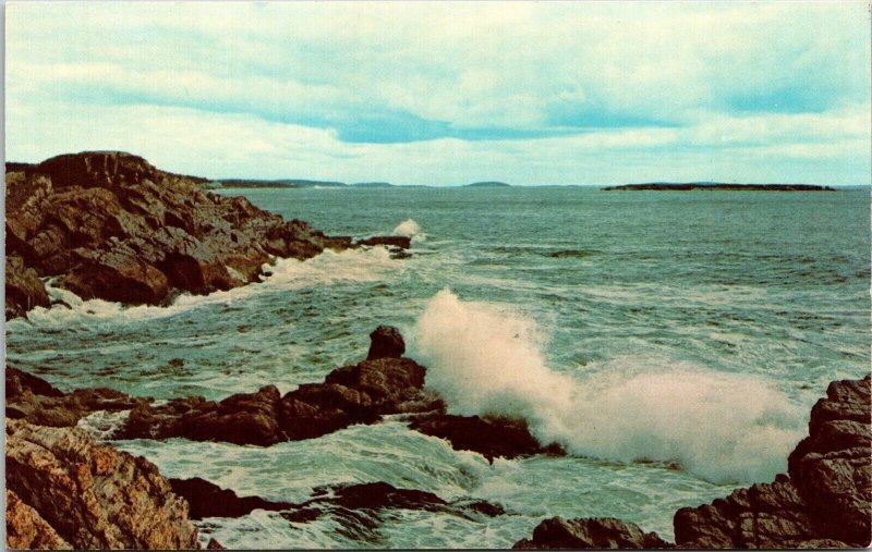 Angry Sea Clouds Northeaster Rocky Shoreline Postcard UNP VTG Dexter Unused 