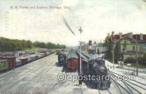 RR Yards & Station, Portage, WI, Wisconsin, USA Depot Railroad 1910 light wea...