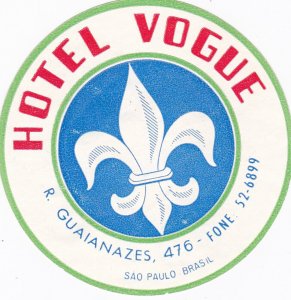 Brasil Sao Paulo Hotel Vogue Vintage Luggage Label sk2814