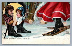 FOOTWEAR OF NATIONS CANADA WOONSOCKET RI RUBBER CO. ADVERTISING ANTIQUE POSTCARD