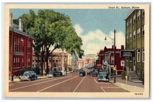 c1940's Court Street Classic Cars Chamber Of commerce Road Auburn Maine Postcard