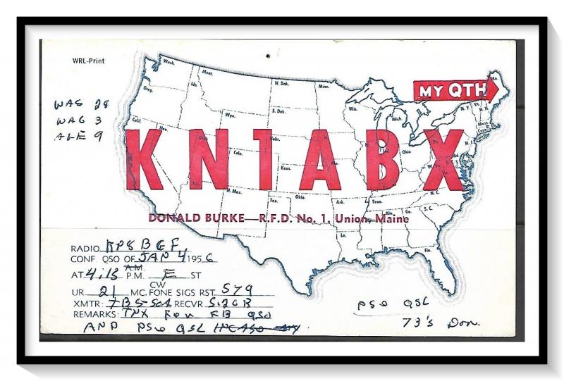 Maine, Union QSL Ham Radio - (MX-011)