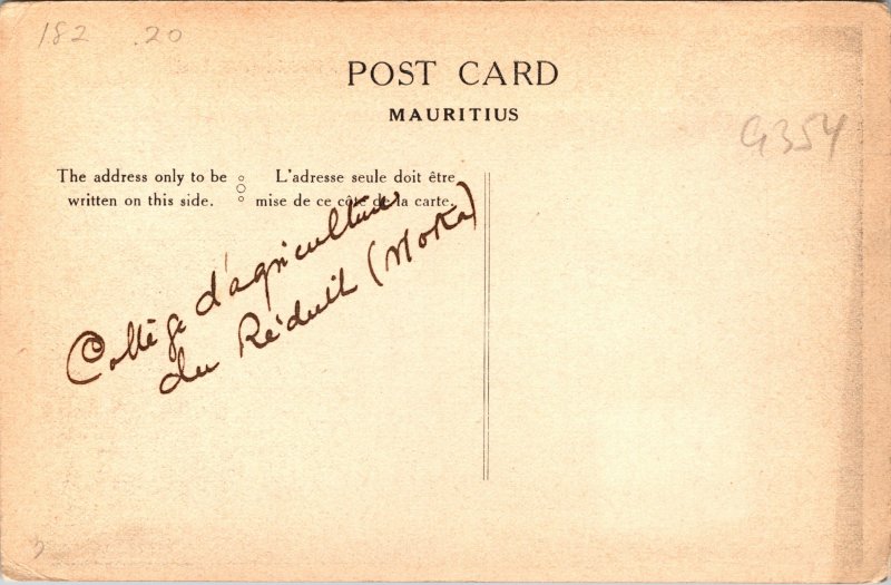 Mauritius Ile Maurice College Agriculture Postcard used 1930