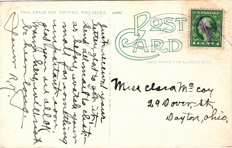 Postcard GA Macon Dempsey Park American National Bank & Dempsey Hotel 1920s S75