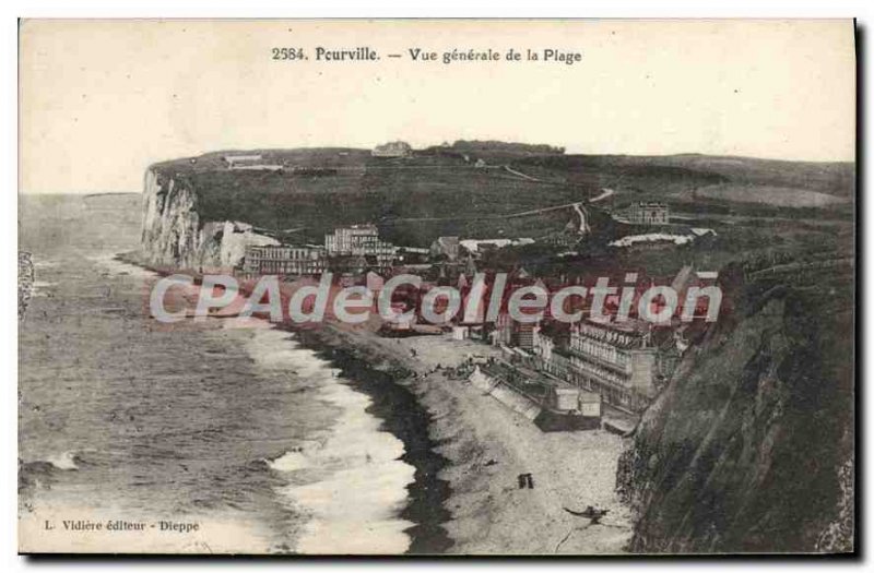 Postcard Old Peurville General view of the beach