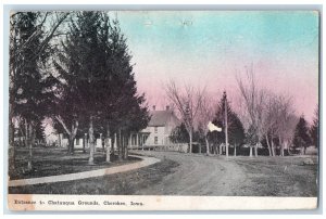 Cherokee Iowa IA Postcard Entrance To Chautauqua Grounds Scenic View 1910 Trees