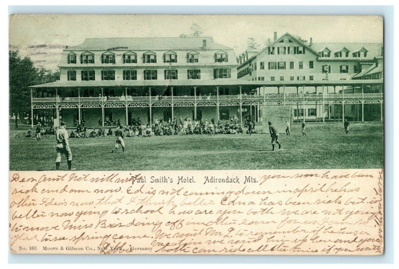 1908 Baseball Game Field Paul Smiths Hotel Adirondack Mountains Troy NY Postcard