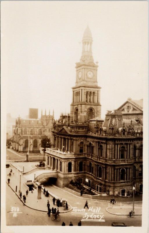 Town Hall Sydney Australia Unused Real Photo Postcard E57