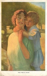 1920s Mother Child art frolic Hour artist impression Postcard 22-8707