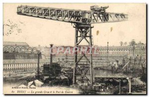 Old Postcard Brest Great Crane and Port of Warships