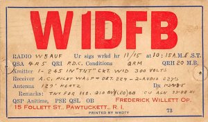 WIDFB Pawtuckett, RI, USA QSL 1931 