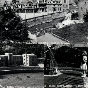 x3 LOT c1940s Sussex, UK RPPC Girl Hastings Model Village White Rock Garden A186