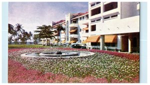 Front View Fountain and Flowers, Tower Isle Hotel Jamaica B.W.I Foreign Postcard