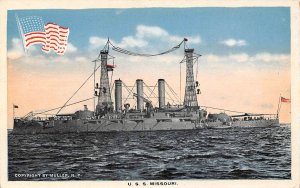 USS Missouri Battleship US Navy 1910s postcard