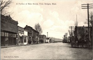 Main Street Twin Bridges Montana Postcard Ruby Saloon horse wagon dirt road 1911