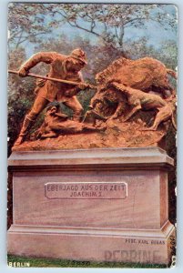 Berlin Germany Postcard Boar Hunting Joachim I Statue 1910 Oilette Tuck Art