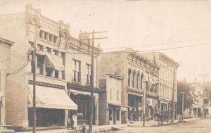 Lodi Wisconsin Main Street Bank Barbershop Real Photo Postcard AA84238