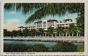 Manila Hotel Manila Philippines Unused Linen Postcard H20