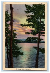 c1930's Greetings From Vermont VT, Lake View Posted Vintage Postcard 