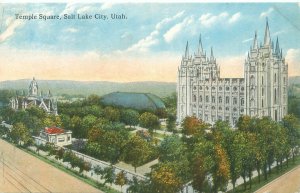 Salt Lake City UT Temple Square Litho Postcard Unused Blue Sky