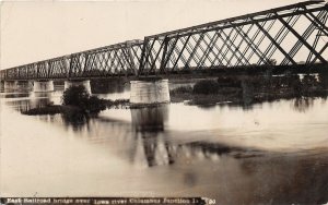 G27/ Columbus Junction Iowa RPPC Postcard c1910 Railroad Bridge River