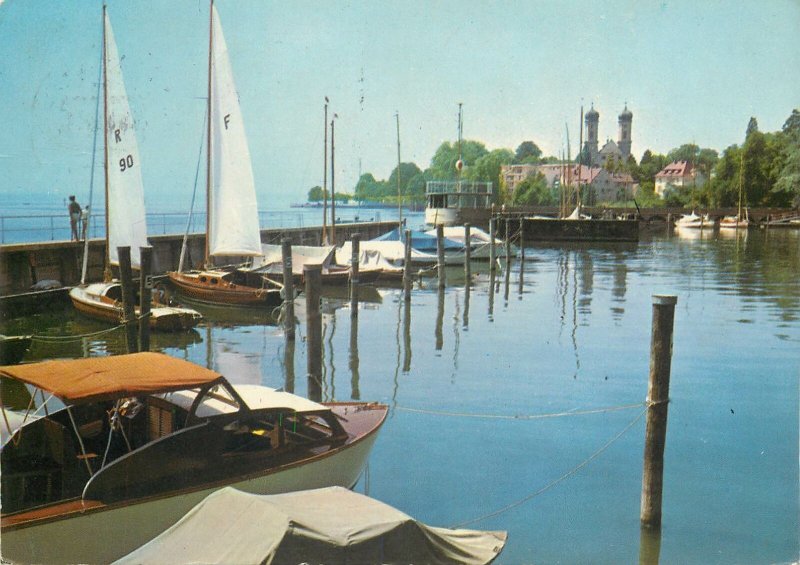 Postcard Germany Friedrichshafen am Bodensee yachting harbor  sailing boats