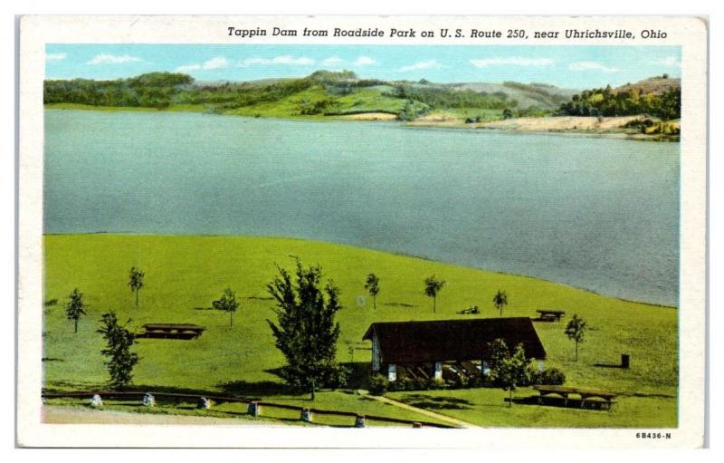 Tappin Dam from Roadside Park near Uhrichsville, OH Postcard