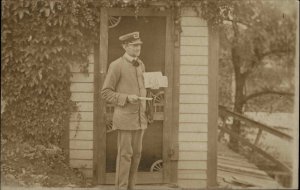 Mailman Mail Carrier Uniform Work Occupation 1907 Real Photo Postcard