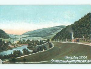 Unused Pre-1907 TOWN AS SEEN FROM C.V.R.R TRAIN LINE Sharon Vermont VT Q1385