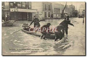 Old Postcard Paris 1910 Floods Supplies of bread is done after canoes