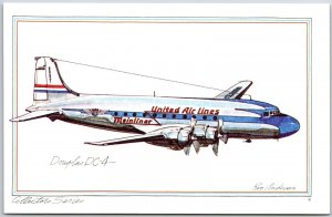 Airplane Douglas DC-4 Trunk Route Airplane 1742 Aircraft U.S. War Postcard