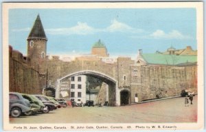 PORTE ST. JEAN, QUEBEC, Canada   ST. JOHN GATE  ca 1940s Postcard